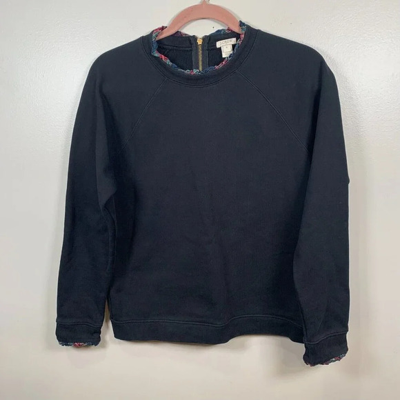 J. Crew Ruffleneck Sweatshirt Size Medium Layered Black Christmas Holiday Party - Picture 1 of 9